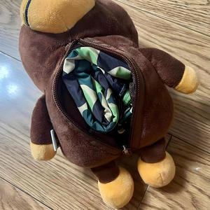 Sac de courses pliable en peluche courte, motif de dessin animé mignon de chiot panda, jouet en peluche personnalisé de singe, sac à main - Product Image 4