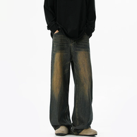 Jeans Baggy Vintage Jaune Délavé OEM/ODM Personnalisés pour Hommes – Pantalon en Denim Large Style High Street