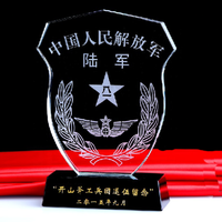 Trophée en cristal personnalisé par sublimation, policiers, militaires, récompenses d'honneur au départ du service, bouclier en cristal, trophée en verre et médailles pour souvenirs