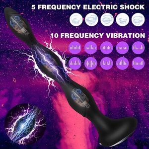Vibrador Anal de silicona, Estimulación del punto G, 5 intensidades, descarga eléctrica, 10 patrones de vibración, masajeador de próstata Masculino - Product Image 5