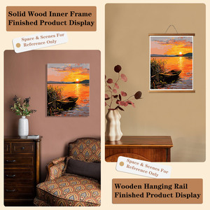 Peinture par numéros Paysage Coucher de soleil Lac Bateau Décoration murale 40x50cm Kit de peinture manuelle DIY pour adultes Loisirs Dessin manuel Bord du lac - Product Image 6