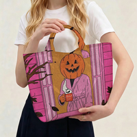 Sac fourre-tout en PVC rose tête de citrouille d'Halloween, imperméable, transparent, style gelée, sac de plage, pochette fourre-tout, sacs à main à nœud, sac de rangement