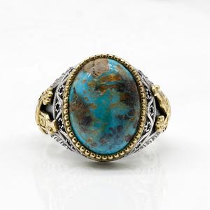 Reale Dell'argento Sterlina 925 Blu turchese Naturale di Pietra Celebrazione Anelli di Barretta per Gli Uomini Dei Monili Turco - Product Image 2