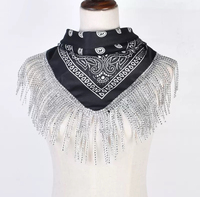 Bandana à franges motif diamant 100% polyester, foulard paisley, accessoire de cheveux pour hip-hop et danse de rue, idéal pour les fêtes