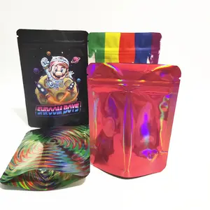 Sacs en mylar personnalisés 3.5g 7g 28g pochette debout design imprimé petits sacs d'emballage à fermeture éclair refermable pour le stockage des aliments