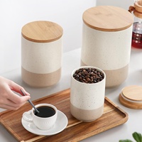 Bocaux de rangement de cuisine en céramique carrée beige personnalisés avec couvercle hermétique, contenants alimentaires durables pour cadeaux