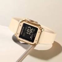 NAVIFORCE Jam Tangan Digital Multifungsi Jam Tangan Modis Wanita Tampilan Waktu Tanggal Minggu Tali Silikon Jam Tangan Wanita Tahan Air