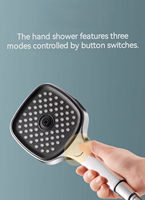 FLOVA Robinet de Douche Monocommande Surpresseur, Accessoire de Douche à Main à Trois Fonctions avec Bouton Poussoir, en Plastique ABS Certifié CUPC pour Salle de Bain