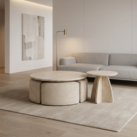 Table basse ronde moderne en MDF avec chaise et base sur piétement pour salon