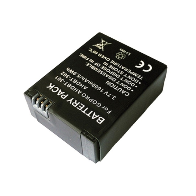 3.7V 1600mAh AHDBT-301 AHDBT-302 Lithium Battery Pack for GoPro Hero3 Hero3+ Go Pro Hero 3 Hero 3+ Black White Silver Camera