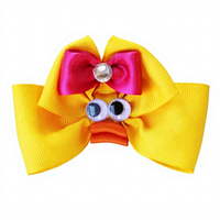 Sacarla Mignon Nœud Papillon en Ruban Grosgrain Motif Poussin de Pâques pour Bébés Filles et Enfants, Accessoire Cheveux de Fête