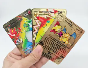 Fast Delivery Poke mon Rainbow Pikachu Vmax Charizard Poke mon Cards Gold Metal Poke mon 1st Edition