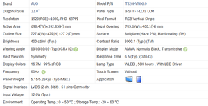 Panel LCD Industrial T320HVN06.0 de 32 Pulgadas, 1920×1080, 500 Nits, Bajo Consumo de Energía para Equipos de Autoservicio en Comercios - Product Image 4