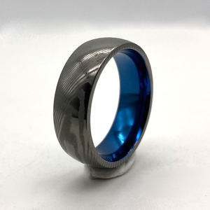 NFC Gostar joyería Poya 8mm canal único hombres Damasco acero núcleo en blanco anillos Offset canal anillo para incrustaciones de chips inteligentes - Product Image 6