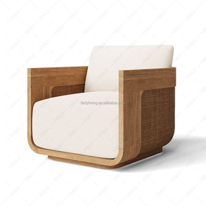 طقم كراسي استرخاء FERLY مخصص من خشب الساج الصلب الحديث، رائج للحدائق وغرف المعيشة والساحات والحدائق العامة والشرفات - Product Image 2