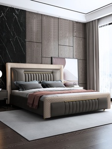 เตียงนอนหนังแท้หรูหราสำหรับสาวๆ รุ่น Nordic Simple Master 1.8 ขนาด<span class=keywords><strong>ใหญ่</strong></span> โครงไม้ - Product Image 4