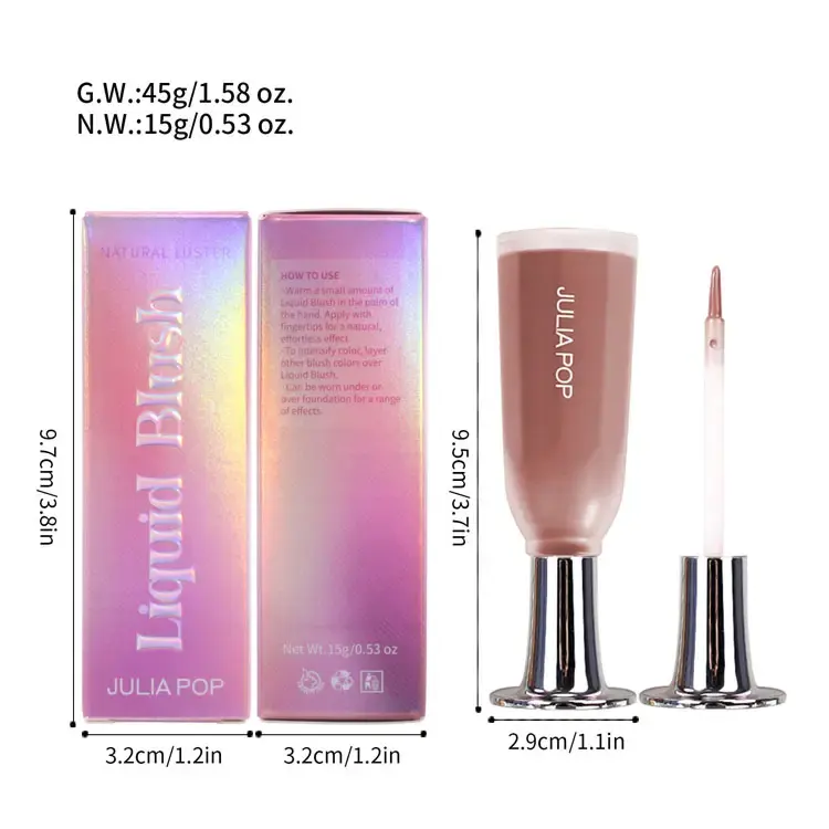 Julia Pop 4 warna kosmetik perona pipi berkilau krim lembut warna dapat dicampur cangkir Piala berbentuk elegan Vegan cair Blush Makeup