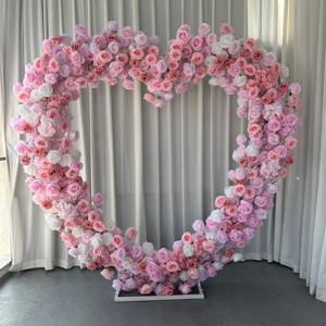 Flor de corazón de amor de alta calidad y arco de boda, flores de arco de seda artificial, telón de fondo para decoración de eventos - Product Image 3