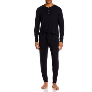 Vêtements <span class=keywords><strong>de</strong></span> nuit doux pour hommes pour la maison, hôtel, col rond, <span class=keywords><strong>haut</strong></span> d'<span class=keywords><strong>hiver</strong></span> solide, pantalon personnalisé, ensembles <span class=keywords><strong>de</strong></span> pyjamas en coton pour hommes - Product Image 2