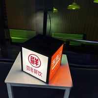 Affiche LED rotative Boîte à lumière 5 faces Panneau d'affichage pour porte de magasin 30cm 40cm Plafond suspendu Boîte à lumière LED rotative Boîte à lumière