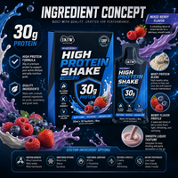 Shake liquide hyperprotéiné à marque privée, saveur fruits rouges mélangés, aide à dynamiser votre journée, soutient la maintenance musculaire, complément alimentaire OEM