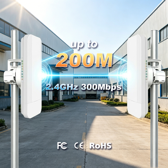 Hot Selling Single-band 2.4GHz 300Mbps Wifi Wireless One-key Bridge CPE Outdoor Router with PoE 12V for Elevators