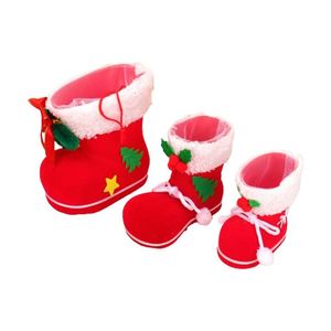 Sac cadeau de Noël 2025 en forme de botte, décoration festive, bottes rouges en tissu tissé du Père Noël pour enfants - Product Image 2