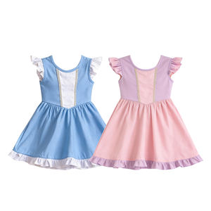 Vestido Casual Personalizado con Estampado de Princesa, de Algodón y Elastano, Transpirable, sin Mangas, con Volantes, para Niñas, Venta al por Mayor, Ropa para Hermanas, Nuevos Estilos - Product Image 4