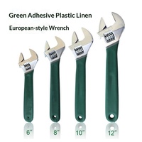 Poignée en caoutchouc antidérapante verte de qualité industrielle 45 # Clé à molette réglable en acier 6-12 pouces à grande ouverture, style européen, OEM