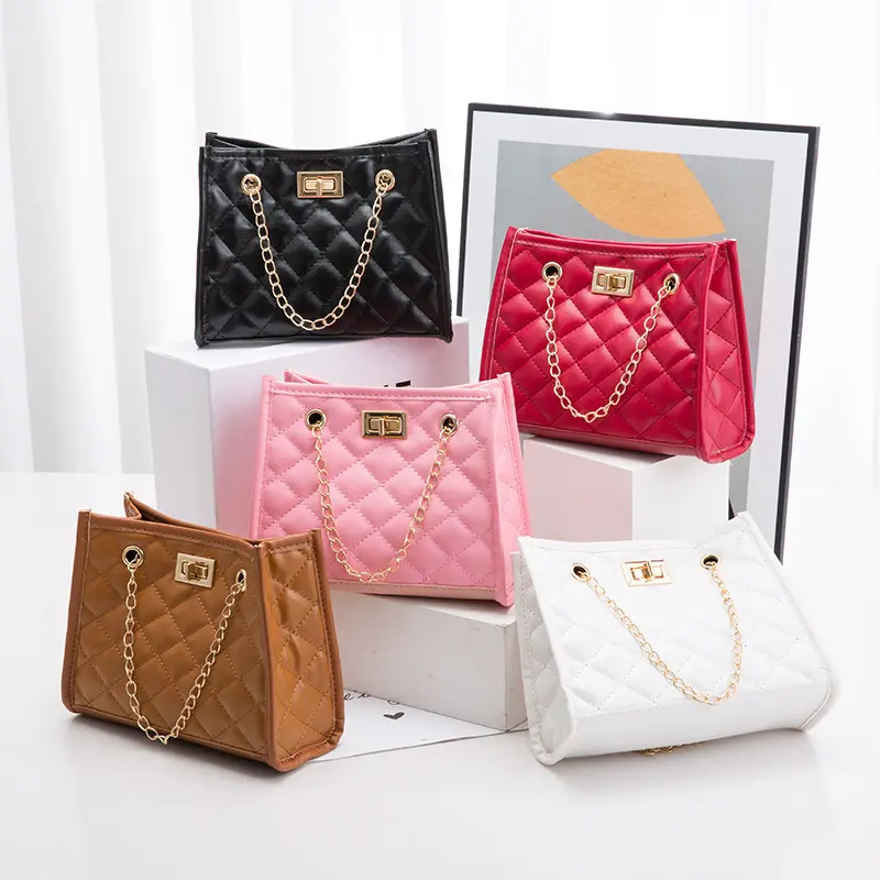 2022 Best Quality Casual Tote Hand Bags Diamond Lattice PU Small Chain Shoulder Bag For ladies purse handbags