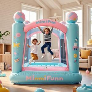 Casa de rebote inflable de Material Oxford de verano para niños con tobogán, juguetes pequeños Pastel para patio trasero, boda, incluye soplador - Product Image 5