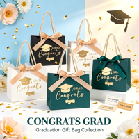 Graduation Party Sweet Candy Treat Paper Box With Handle Ribbon Gift Treat Wrapping Paper Bags for Graduation Celebrations