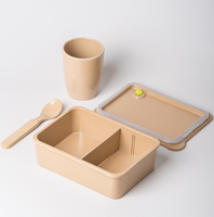 Boîte à déjeuner écologique en fibre de bambou naturelle biodégradable pour enfants boîte à bento avec bande de balle de riz boîte à déjeuner