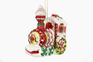 Zhengtian 크리스마스 이브 파티 장식 고급 빈티지 실내 유리 사탕 반짝이 기차 빨간 머리 모양 상자 포장 가정 사용 - Product Image 6