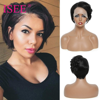 Perruque courte en dentelle transparente, coupe pixie, cheveux humains, vente chaude d'été, perruques courtes pixie pas chères pour femmes noires, perruque naturelle courte