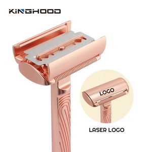 <span class=keywords><strong>Rasoir</strong></span> de sécurité vintage à double tranchant en métal long pour femmes, fabrication sous contrat OEM de luxe à marque privée, zéro déchet - Product Image 1