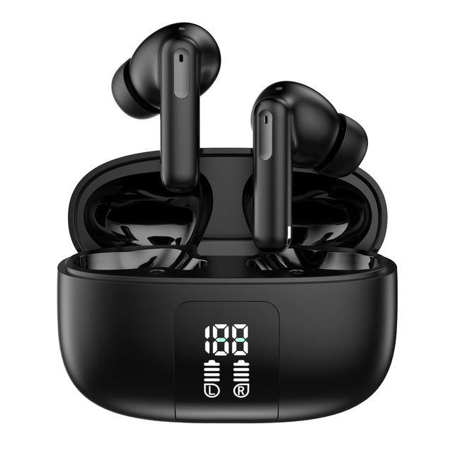 TWS Wireless Headphones with LED Display Stereo Earbuds Touch Control In-Ear Headset with Digital Battery Indicator