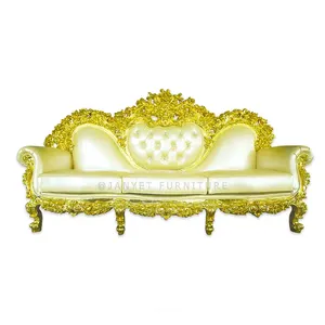 Hot sale royal baroque classic leather wooden carved sofa set