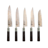 Konoll ensemble de couteaux de cuisine en acier damas coloré noyau de VG-10 japonais corne de buffle et poignée de luxe en résine