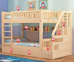 Trẻ em Đồ nội thất thắp sáng etage đổ enfants giường tầng tiết kiệm không gian giường tầng với bàn dưới hoặc trẻ mới biết đi - Product Image 1