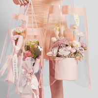 Sacs cadeaux pour fleurs en PP transparent réutilisables et recyclables, 3 tailles, avec poignées, imperméables, pour emballer des bouquets, mariage, Saint-Valentin