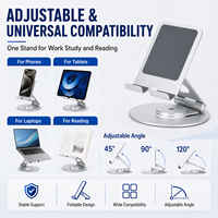 Support de tablette rotatif à 360° en alliage d'aluminium, pliable, pour bureau, support de tablette OEM ODM avec logo personnalisé pour les acheteurs en gros