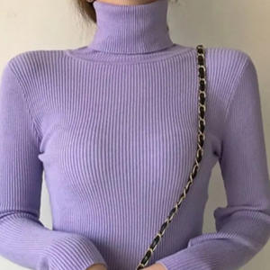 <span class=keywords><strong>Pull</strong></span> à manches longues ajusté pour <span class=keywords><strong>femme</strong></span>, style court, <span class=keywords><strong>col</strong></span> montant, simple et élégant, automne/hiver 2026 - Product Image 1