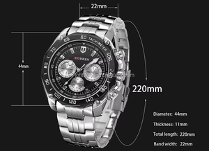 Reloj de Pulsera CURREN 8077 de Lujo para Hombre, Reloj de Cuarzo Analógico, Estilo Ejecutivo Clásico y Moderno, Cronógrafo, Acero Inoxidable, Silicona - Product Image 4