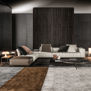 Canapé salon style minimaliste moderne design <span class=keywords><strong>italien</strong></span> lumière luxe <span class=keywords><strong>angle</strong></span> acier clés canapé en tissu - Product Image 1
