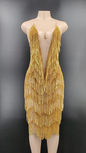 NOCANCE Venta caliente productos 2023 Sexy Deep V Bling Diamond Tassels Tallas grandes Vestidos de mujer Maternidad <span class=keywords><strong>Photoshot</strong></span> Vestidos - Product Image 6