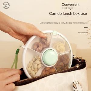 Boîte à collation rotative en gros pour enfants, ensemble de boîtes à bonbons avec couvercle, plateau de service portable, assiette à graines de melon, boîtes de rangement - Product Image 2