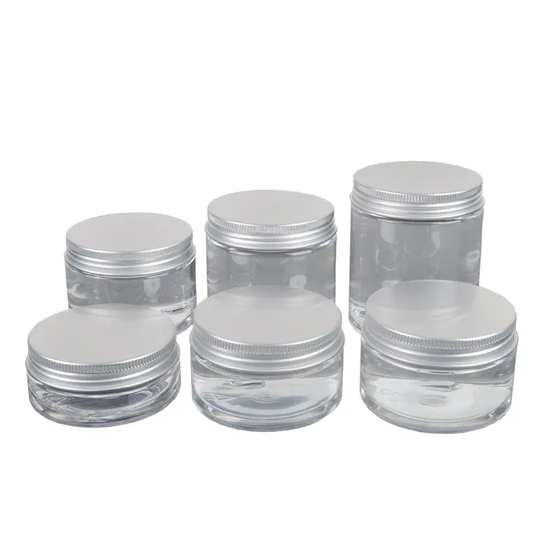 50ml 80g 100ml 120ml 2oz Clear amber Plastic Round Pet Jar With Screw aluminum/plastic Cap for Cosmetic food Container,Bottle