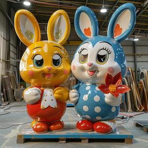 Escultura de Fibra de Vidrio de Animales de Dibujos Animados, Pato y Conejo, para Decoración de Plazas de Centros Comerciales al Aire Libre, Precio de Fábrica Personalizado - Product Image 2