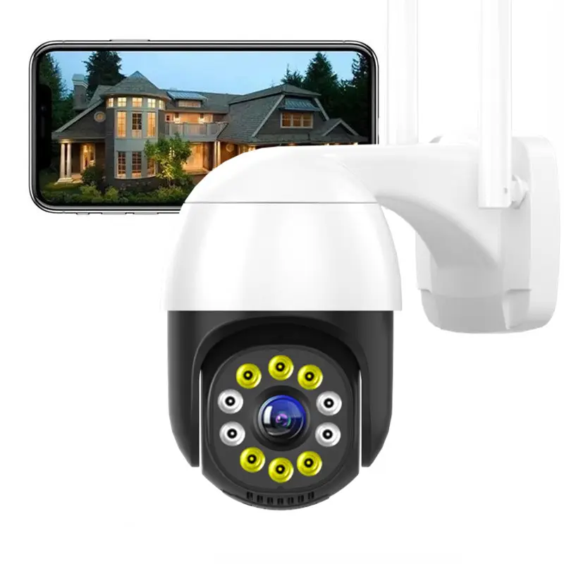 Full HD 1080P 10 LED Two Way Audio Motion Alarm Auto Tracking Color Night Vision Rotating Wireless WiFi Outdoor Security Camera